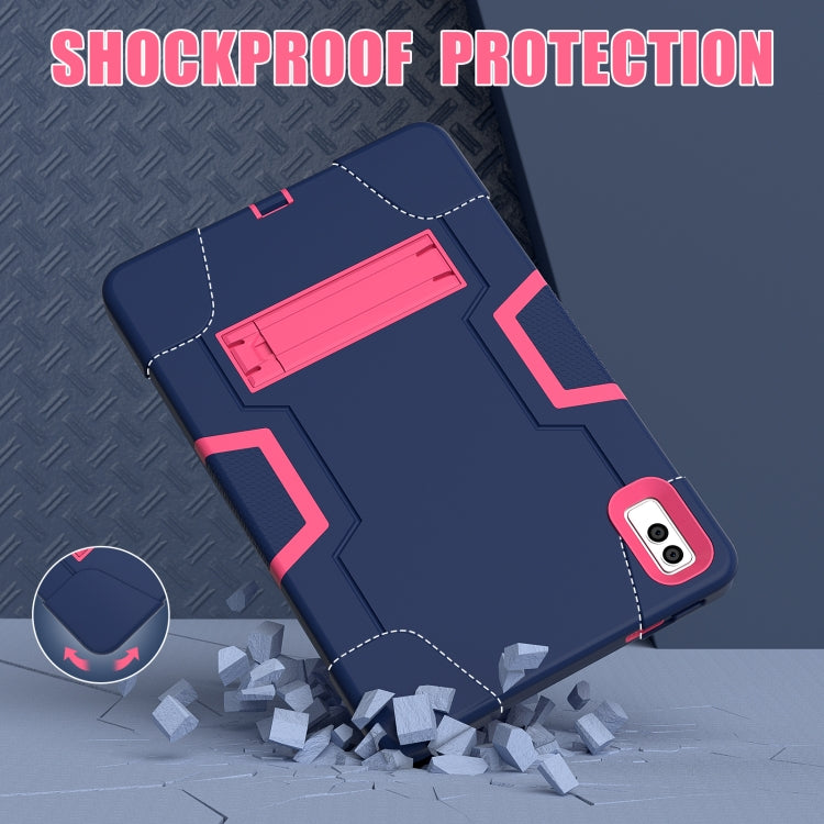 For Lenovo Tab M10 5G 10.6 inch Contrast Color Silicone PC Tablete Case with Holder(Navy Blue + Rose Red) - Lenovo by PMC TechLife | Online Shopping South Africa | PMC TechLife | Buy Now Pay Later Mobicred