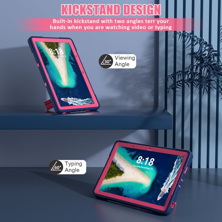 For Lenovo Tab M10 5G 10.6 inch Contrast Color Silicone PC Tablete Case with Holder(Navy Blue + Rose Red) - Lenovo by PMC TechLife | Online Shopping South Africa | PMC TechLife | Buy Now Pay Later Mobicred