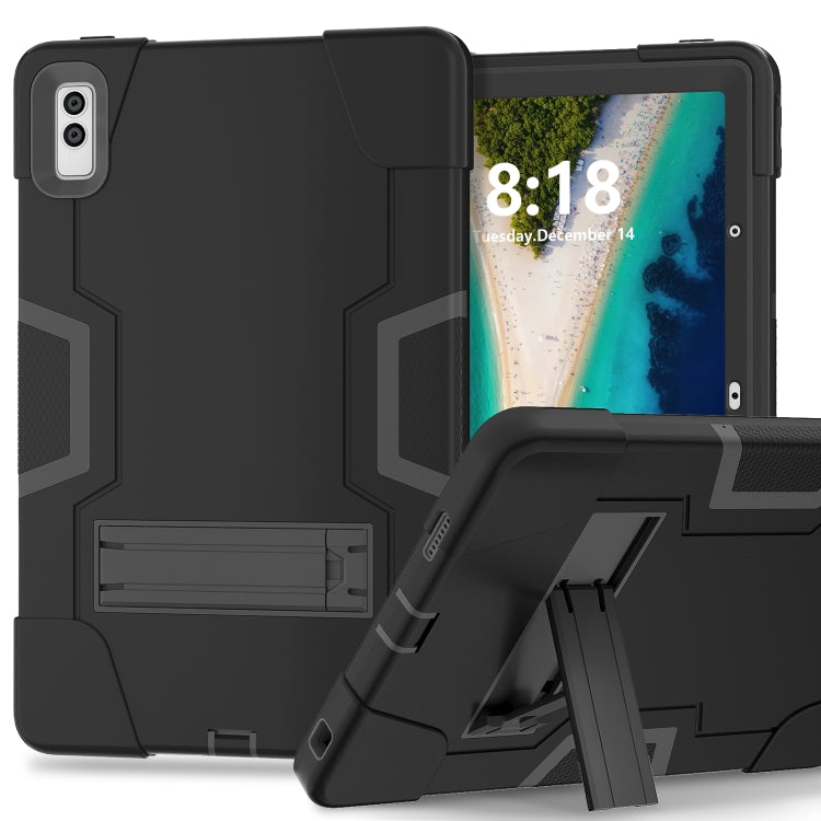For Lenovo Tab M10 5G 10.6 inch Contrast Color Silicone PC Tablete Case with Holder(Black) - Lenovo by PMC TechLife | Online Shopping South Africa | PMC TechLife | Buy Now Pay Later Mobicred