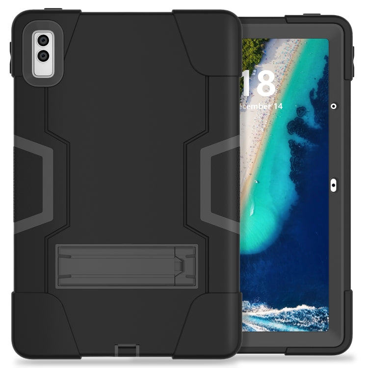 For Lenovo Tab M10 5G 10.6 inch Contrast Color Silicone PC Tablete Case with Holder(Black) - Lenovo by PMC TechLife | Online Shopping South Africa | PMC TechLife | Buy Now Pay Later Mobicred