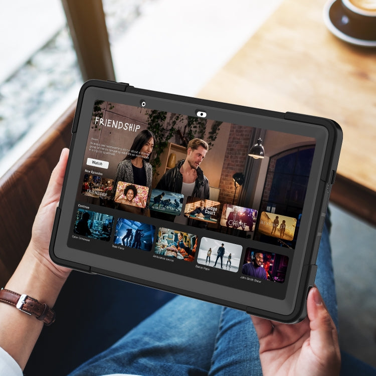 For Lenovo Tab M10 5G 10.6 inch Contrast Color Silicone PC Tablete Case with Holder(Black) - Lenovo by PMC TechLife | Online Shopping South Africa | PMC TechLife | Buy Now Pay Later Mobicred