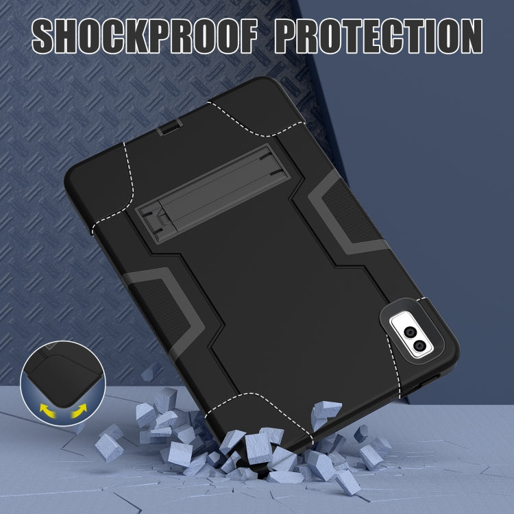 For Lenovo Tab M10 5G 10.6 inch Contrast Color Silicone PC Tablete Case with Holder(Black) - Lenovo by PMC TechLife | Online Shopping South Africa | PMC TechLife | Buy Now Pay Later Mobicred