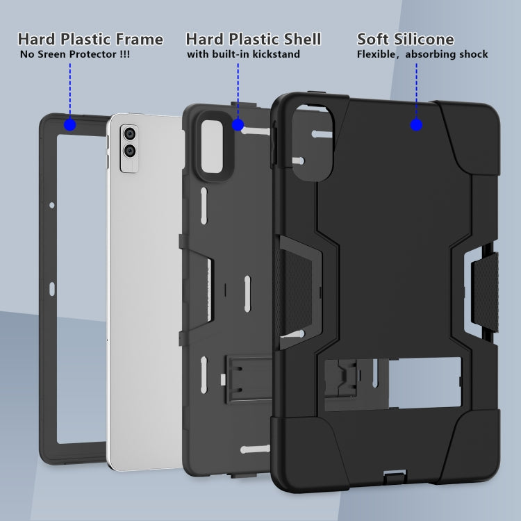 For Lenovo Tab M10 5G 10.6 inch Contrast Color Silicone PC Tablete Case with Holder(Black) - Lenovo by PMC TechLife | Online Shopping South Africa | PMC TechLife | Buy Now Pay Later Mobicred