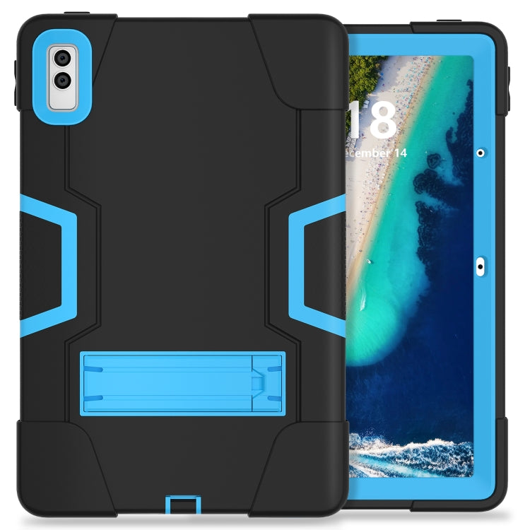 For Lenovo Tab M10 5G 10.6 inch Contrast Color Silicone PC Tablete Case with Holder(Black + Blue) - Lenovo by PMC TechLife | Online Shopping South Africa | PMC TechLife | Buy Now Pay Later Mobicred