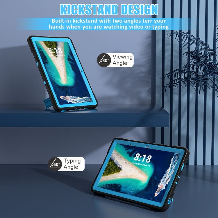 For Lenovo Tab M10 5G 10.6 inch Contrast Color Silicone PC Tablete Case with Holder(Black + Blue)