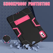 For Lenovo Tab M10 5G 10.6 inch Contrast Color Silicone PC Tablete Case with Holder(Black + Rose Red)