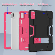 For Lenovo Tab M10 5G 10.6 inch Contrast Color Silicone PC Tablete Case with Holder(Black + Rose Red)