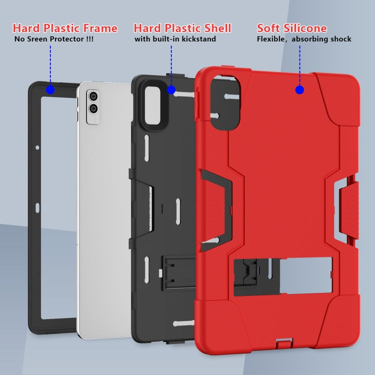 For Lenovo Tab M10 5G 10.6 inch Contrast Color Silicone PC Tablete Case with Holder(Red Black) - Lenovo by PMC TechLife | Online Shopping South Africa | PMC TechLife | Buy Now Pay Later Mobicred