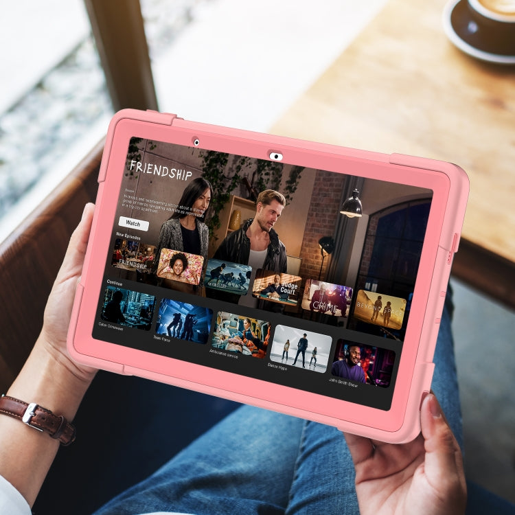 For Lenovo Tab M10 5G 10.6 inch Contrast Color Silicone PC Tablete Case with Holder(Rose Gold) - Lenovo by PMC TechLife | Online Shopping South Africa | PMC TechLife | Buy Now Pay Later Mobicred