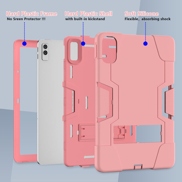 For Lenovo Tab M10 5G 10.6 inch Contrast Color Silicone PC Tablete Case with Holder(Rose Gold) - Lenovo by PMC TechLife | Online Shopping South Africa | PMC TechLife | Buy Now Pay Later Mobicred