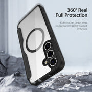 For Samsung Galaxy S25 5G DUX DUCIS Skin X Pro Series Magsafe PC + TPU Phone Leather Case(Black)