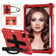 For iPad Pro 11 2024 Shield 360 Rotation Handle EVA Shockproof PC Tablet Case(Red Black)