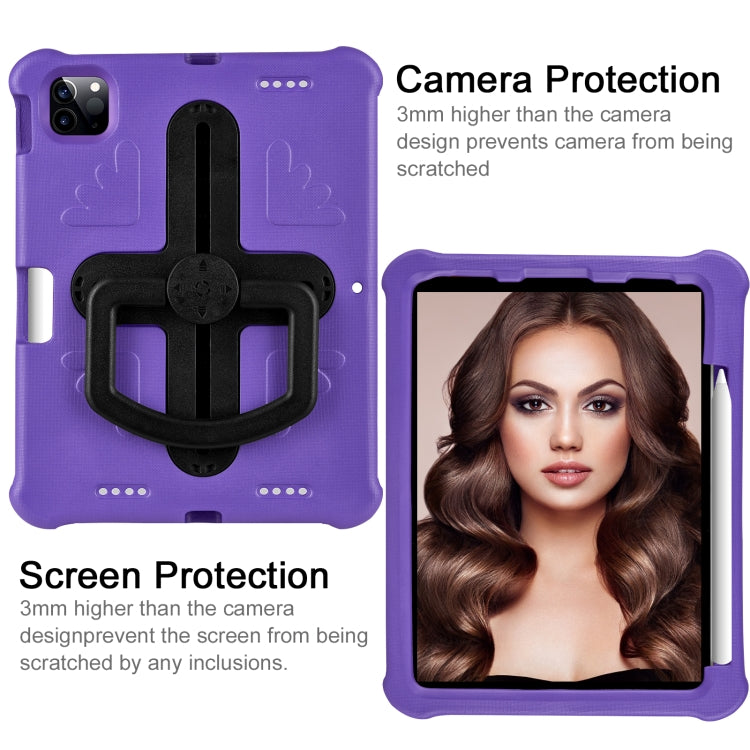 For iPad Pro 11 2024 Shield 360 Rotation Handle EVA Shockproof PC Tablet Case(Purple Black)