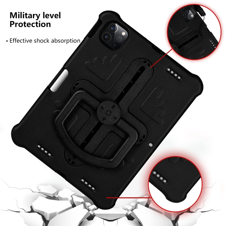 For iPad Air 11 2024 Shield 360 Rotation Handle EVA Shockproof PC Tablet Case(Black)