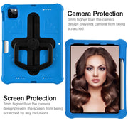 For iPad Air 11 2024 Shield 360 Rotation Handle EVA Shockproof PC Tablet Case(Blue Black)