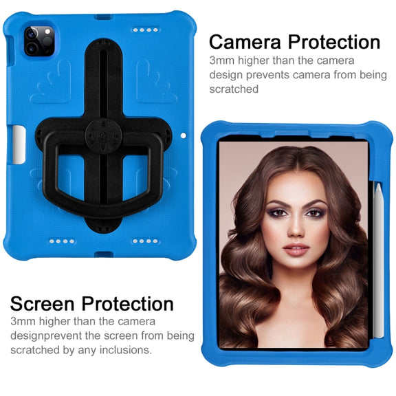 For iPad Air 11 2024 Shield 360 Rotation Handle EVA Shockproof PC Tablet Case(Blue Black)