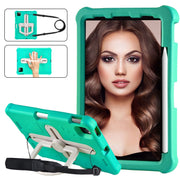 For iPad Air 11 2024  / 2025 Shield 360 Rotation Handle EVA Shockproof PC Tablet Case(Mint Green Beige)