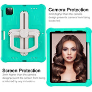 For iPad Air 11 2024  / 2025 Shield 360 Rotation Handle EVA Shockproof PC Tablet Case(Mint Green Beige)