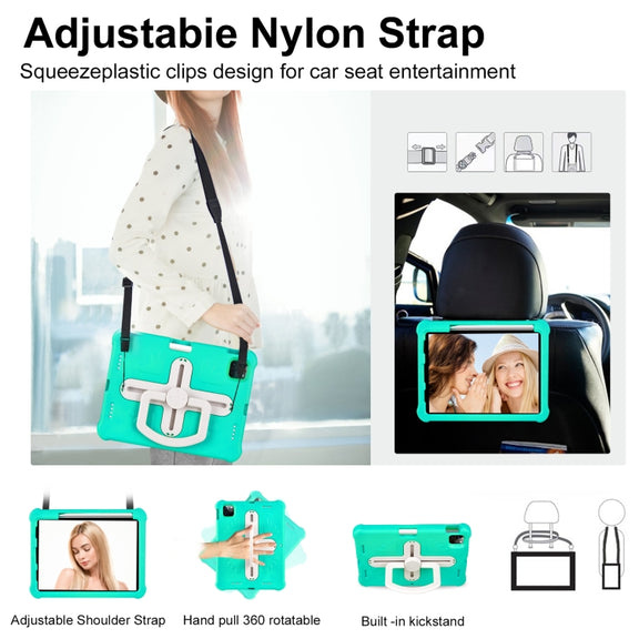For iPad Air 11 2024  / 2025 Shield 360 Rotation Handle EVA Shockproof PC Tablet Case(Mint Green Beige)