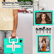 For iPad Air 11 2024  / 2025 Shield 360 Rotation Handle EVA Shockproof PC Tablet Case(Mint Green Beige)