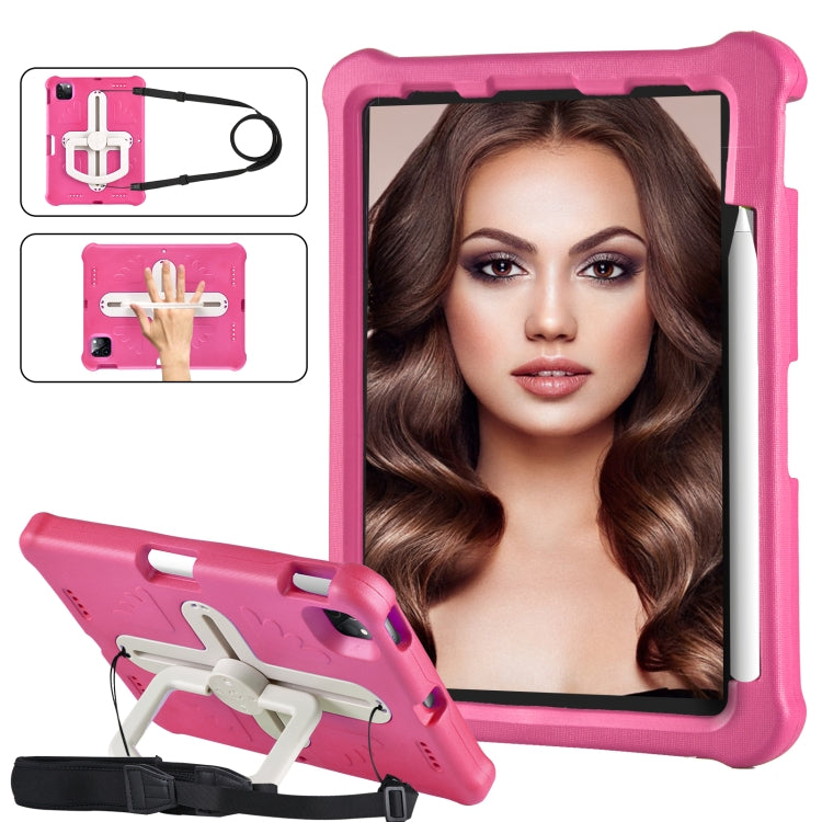 For iPad Air 11 2024 Shield 360 Rotation Handle EVA Shockproof PC Tablet Case(Rose Red Beige) - iPad Air 11 2024 Cases by PMC TechLife | Online Shopping South Africa | PMC TechLife | Buy Now Pay Later Mobicred