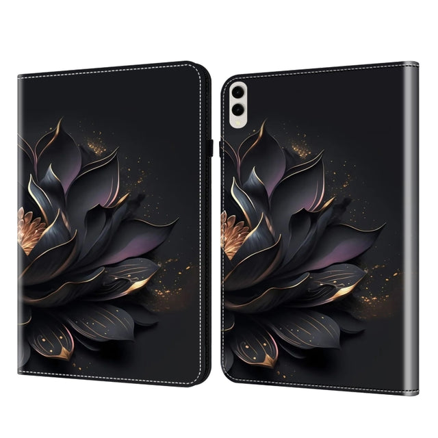 For Samsung Galaxy Tab S9 Ultra Crystal Texture Painted Leather Tablet Case(Purple Lotus)