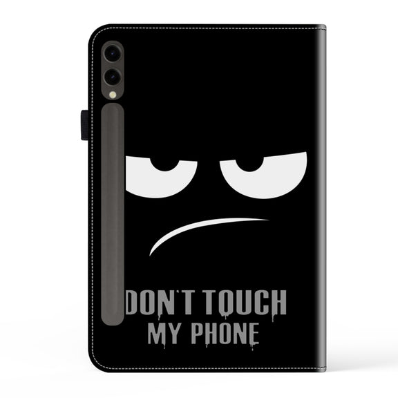 For Samsung Galaxy Tab S7+ / S8+ / S9+ Crystal Texture Painted Leather Tablet Case(Dont Touch My Phone)