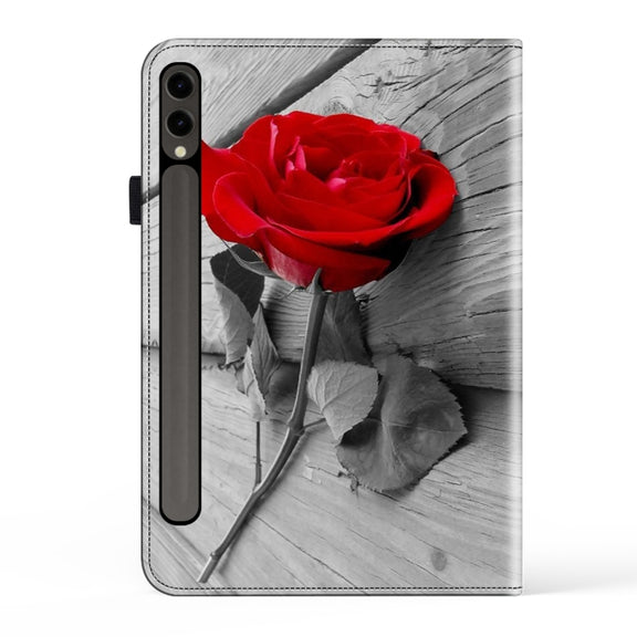 For Samsung Galaxy Tab S7+ / S8+ / S9+ Crystal Texture Painted Leather Tablet Case(Rose)