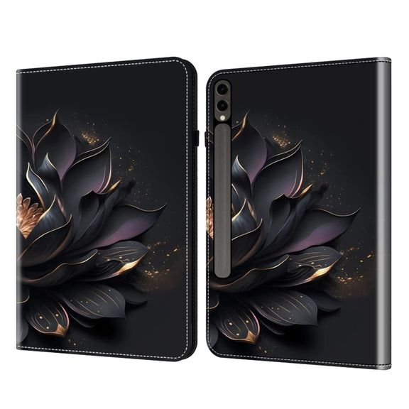 For Samsung Galaxy Tab S7+ / S8+ / S9+ Crystal Texture Painted Leather Tablet Case(Purple Lotus)