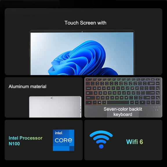 Pipo W14 14.1 inch 2 in 1 Tablet PC, 16GB+256GB, Windows 11 Intel Alder Lake N100 Quad Core, with Keyboard Leather Case