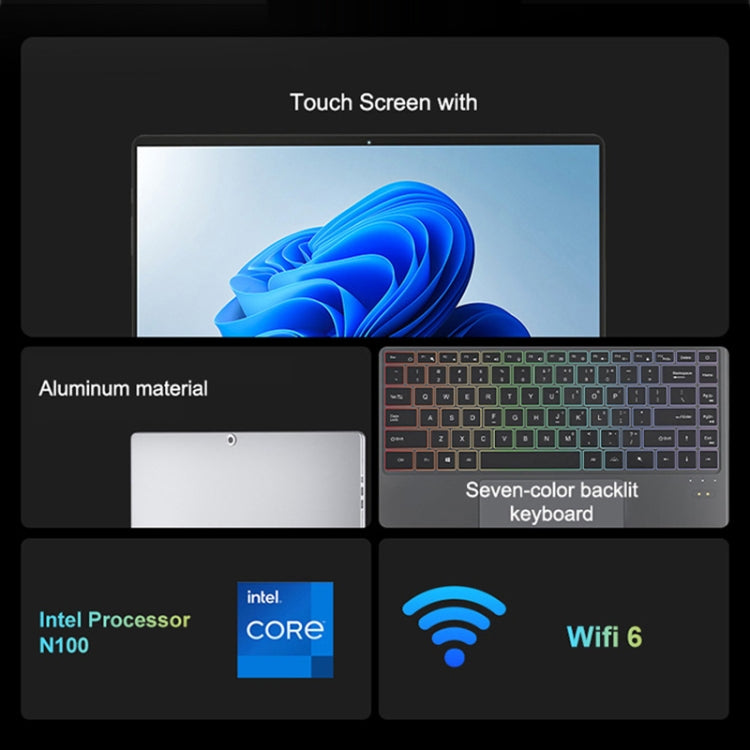 Pipo W14 14.1 inch 2 in 1 Tablet PC, 16GB+256GB, Windows 11 Intel Alder Lake N100 Quad Core, with Keyboard Leather Case