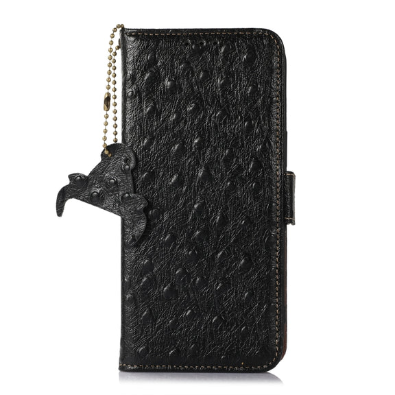 For Huawei Mate 60 Pro Ostrich Pattern Genuine Leather RFID Phone Case(Black)