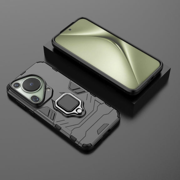 For Huawei Pura 70 Ultra Shockproof PC + TPU Holder Phone Case(Black)