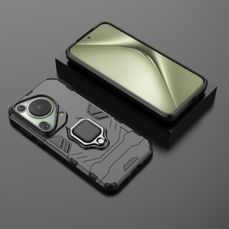 For Huawei Pura 70 Ultra Shockproof PC + TPU Holder Phone Case(Black)