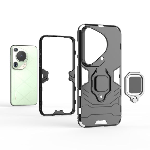 For Huawei Pura 70 Ultra Shockproof PC + TPU Holder Phone Case(Navy Blue)