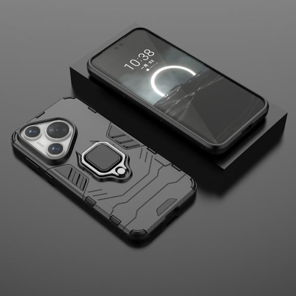 For Huawei Pura 70 Pro / Pura 70 Pro+ Shockproof PC + TPU Holder Phone Case(Black)