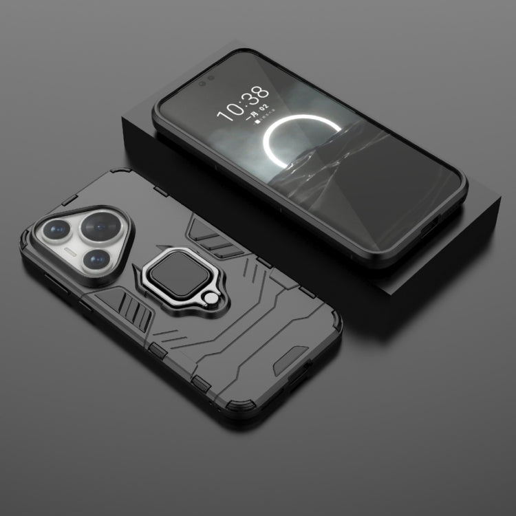 For Huawei Pura 70 Pro / Pura 70 Pro+ Shockproof PC + TPU Holder Phone Case(Black)