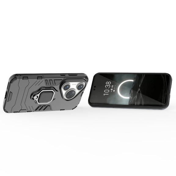For Huawei Pura 70 Pro / Pura 70 Pro+ Shockproof PC + TPU Holder Phone Case(Black)