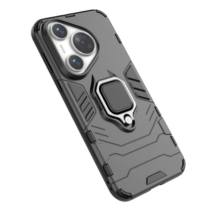 For Huawei Pura 70 Pro / Pura 70 Pro+ Shockproof PC + TPU Holder Phone Case(Black)