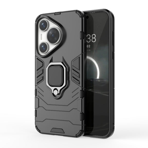 For Huawei Pura 70 Pro / Pura 70 Pro+ Shockproof PC + TPU Holder Phone Case(Black)