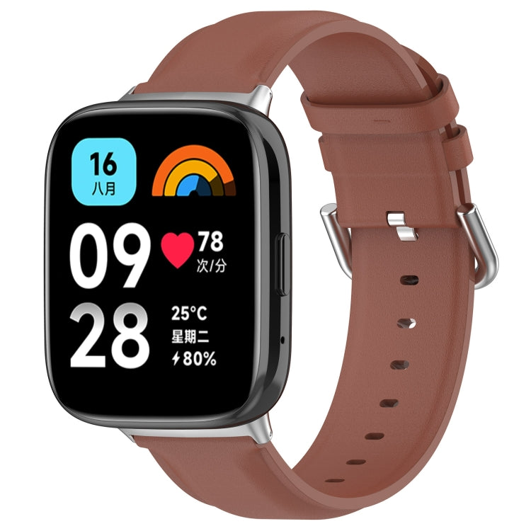 For Redmi Watch 3 Lite / Watch 3 Active Leather Replacement Watch Band(Brown) - Watch Bands by PMc TechLife | Online Shopping South Africa | PMc TechLife | Buy Now Pay Later Mobicred