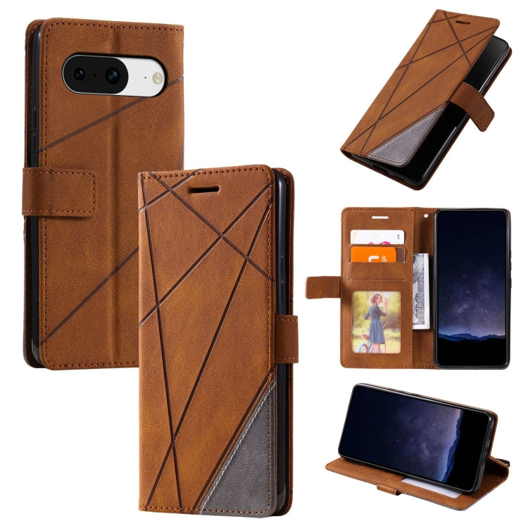 For Google Pixel 9 Skin Feel Splicing Leather Phone Case(Brown) - Google Cases by PMC TechLife | Online Shopping South Africa | PMC TechLife | Buy Now Pay Later Mobicred