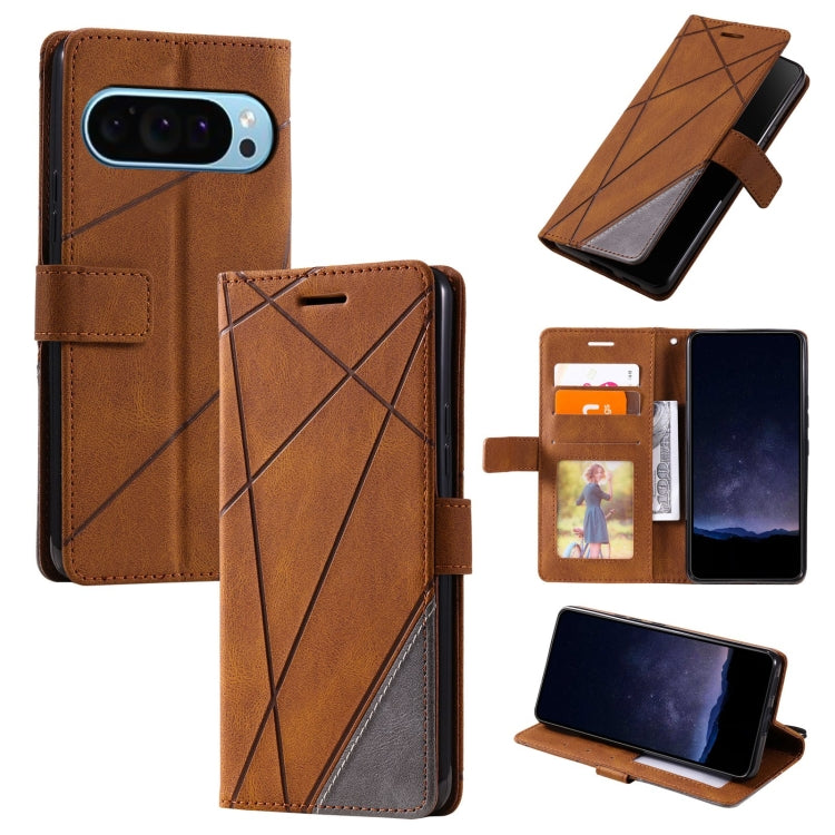 For Google Pixel 9 Pro Skin Feel Splicing Leather Phone Case(Brown) - Google Cases by PMC TechLife | Online Shopping South Africa | PMC TechLife | Buy Now Pay Later Mobicred