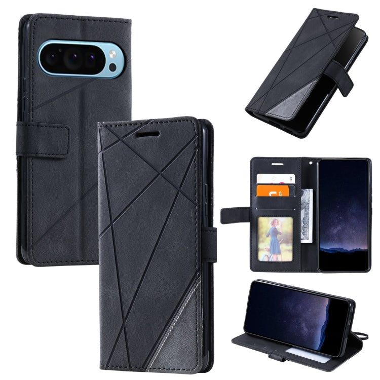 For Google Pixel 9 Pro Skin Feel Splicing Leather Phone Case(Black) - Google Cases by PMC TechLife | Online Shopping South Africa | PMC TechLife | Buy Now Pay Later Mobicred
