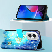 For Motorola Moto G Play 4G 2024 3D Painting Horizontal Flip Leather Phone Case(Golden Butterfly)