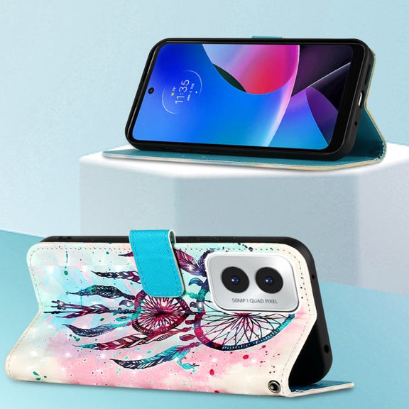 For Motorola Moto G Play 4G 2024 3D Painting Horizontal Flip Leather Phone Case(Color Drop Wind Chimes)