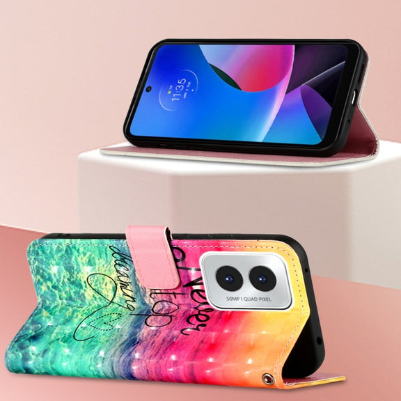 For Motorola Moto G Play 4G 2024 3D Painting Horizontal Flip Leather Phone Case(Chasing Dreams)