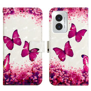 For Motorola Moto G Play 4G 2024 3D Painting Horizontal Flip Leather Phone Case(Rose Butterfly)