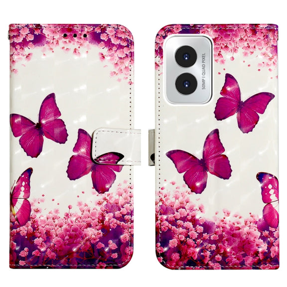 For Motorola Moto G Play 4G 2024 3D Painting Horizontal Flip Leather Phone Case(Rose Butterfly)
