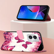 For Motorola Moto G Play 4G 2024 3D Painting Horizontal Flip Leather Phone Case(Rose Butterfly)